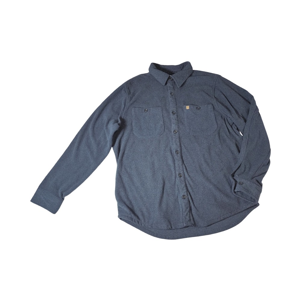Coleman Mens Blue Textured Corduroy Knit Long Sleeve Button Down Shirt Size L